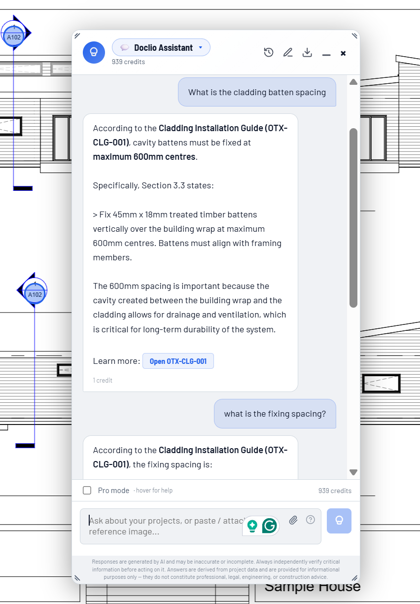 FirmWork AI Assistant answering technical questions